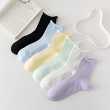 夏季网眼袜子女中筒春秋款堆堆袜月子产后夏季薄款黑白色棉袜