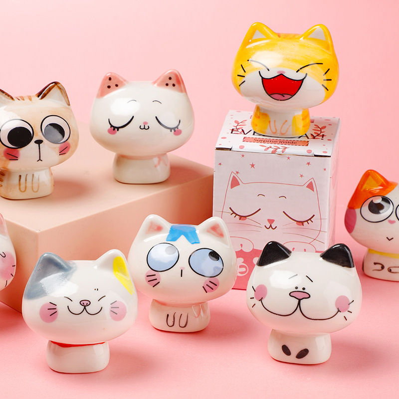 定制陶瓷可爱猫咪摆件 桌面酒柜办公桌装饰个性国庆节礼品小摆件