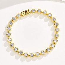 新款跨境热销气泡满圈圆钻S925银镀K金手链时尚女白钻珠宝首饰品
