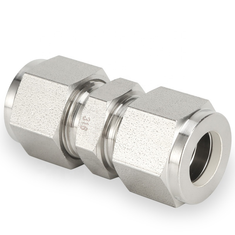 扬中工厂双卡套直通接头1/2 3/4 1/4 6mm 8mm 10mm直通中间接头