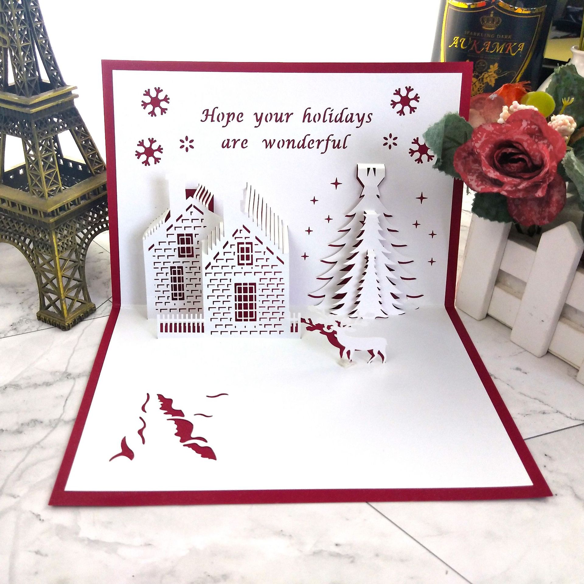 3d立体请柬贺卡圣诞节毕业贺卡生日贺卡感恩祝愿卡diy手工创意