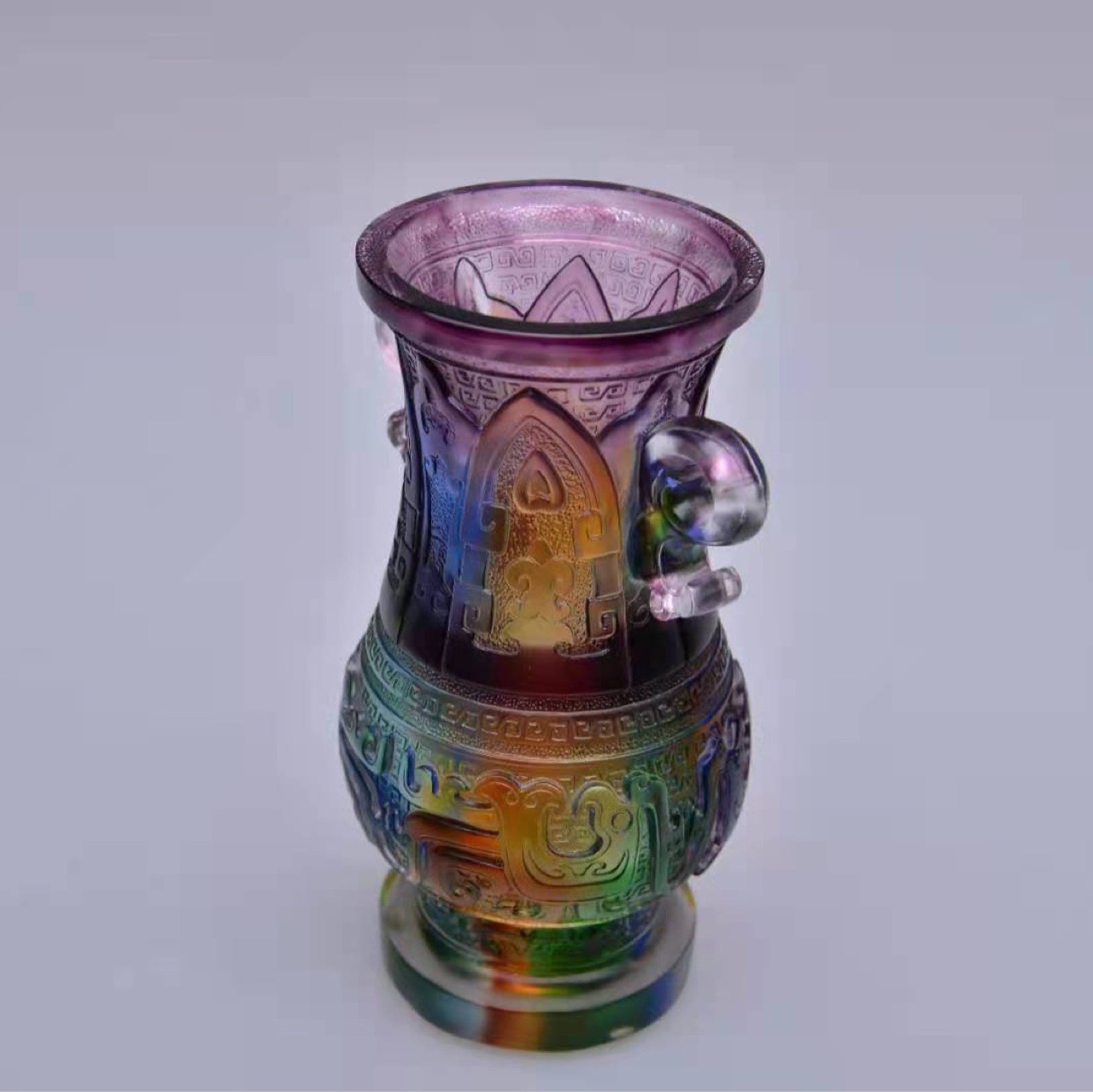 琉璃水晶花瓶 中国非物质文化遗产工艺品摆件客厅插花