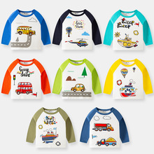 韩版童装儿童新款秋季卡通车图案T恤男童纯棉针织衫套头衫打底衫