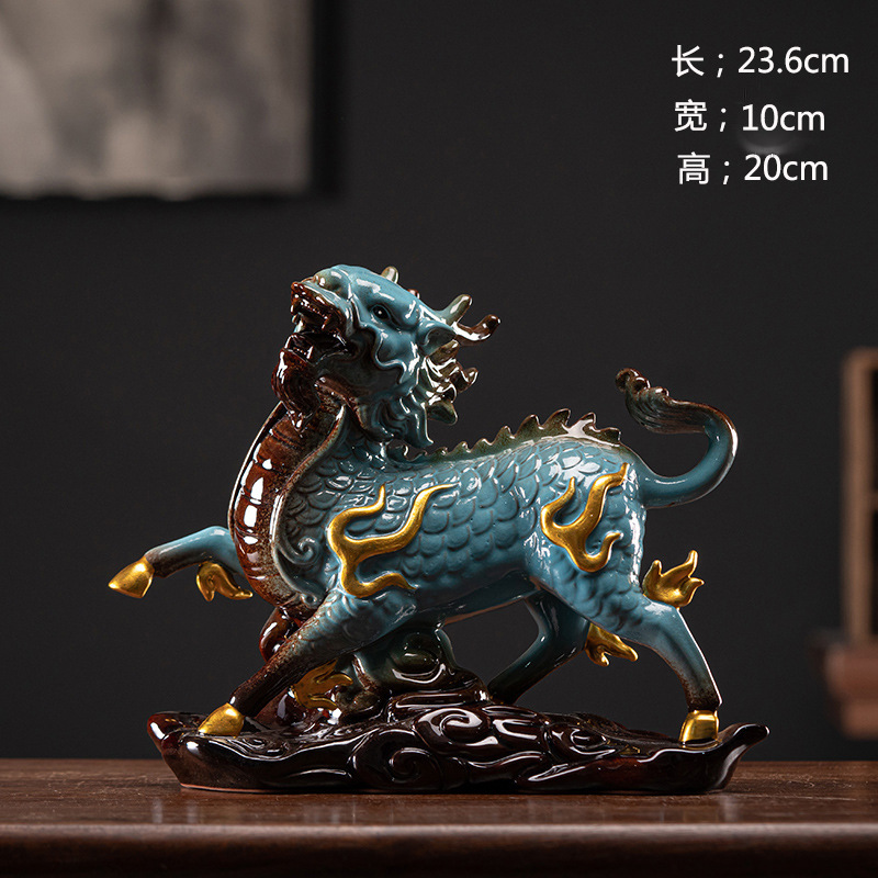 Fire Kirin Decoration a Pair Large Size Male and Female Fortune Furnishings Decoration Housewarming Doorway Office Living Room Gift Decoration