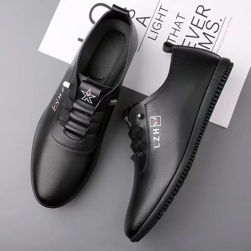 Genuine Leather Soft Bottom Men's New Fashion White Shoes Breathable Korean Style Casual Non-Slip Gommino Board Shoes Fashionable Leather Shoes