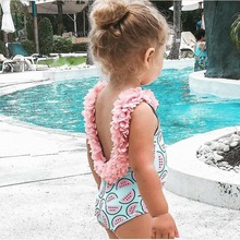 2023儿童宝宝女孩西瓜泳衣3D花比基尼游泳泳衣