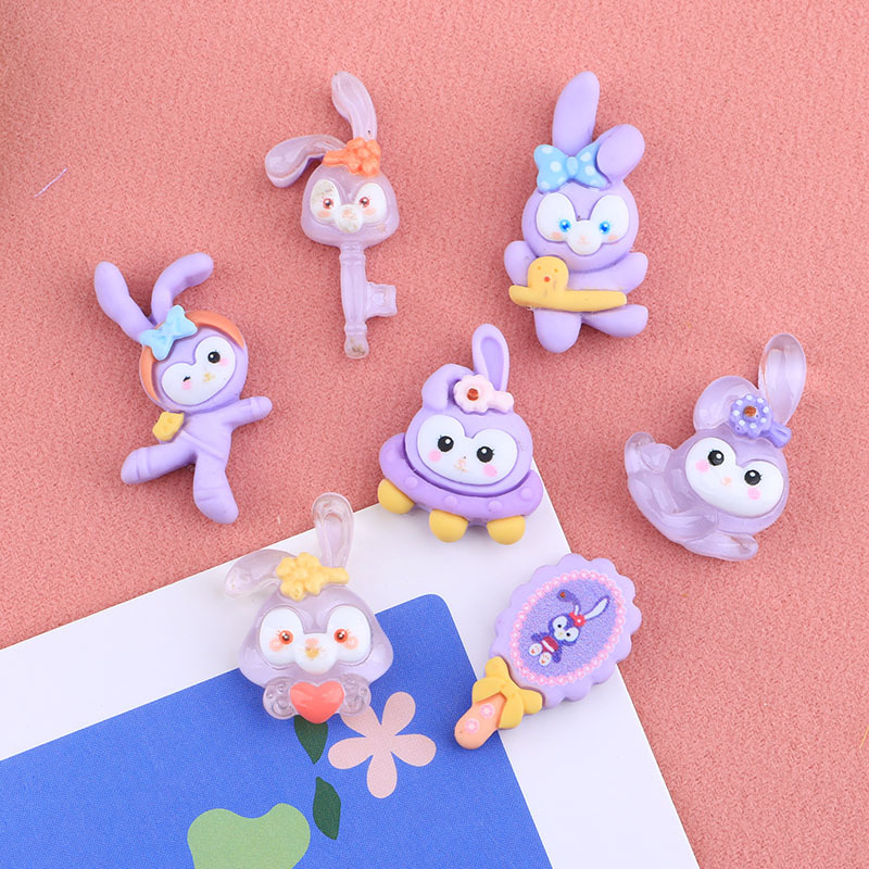Purple Rabbit Series Solid Color Transparent Headdress Barrettes Resin Jewelry Accessories Wholesale Decoration Website Red New Mobile Phone