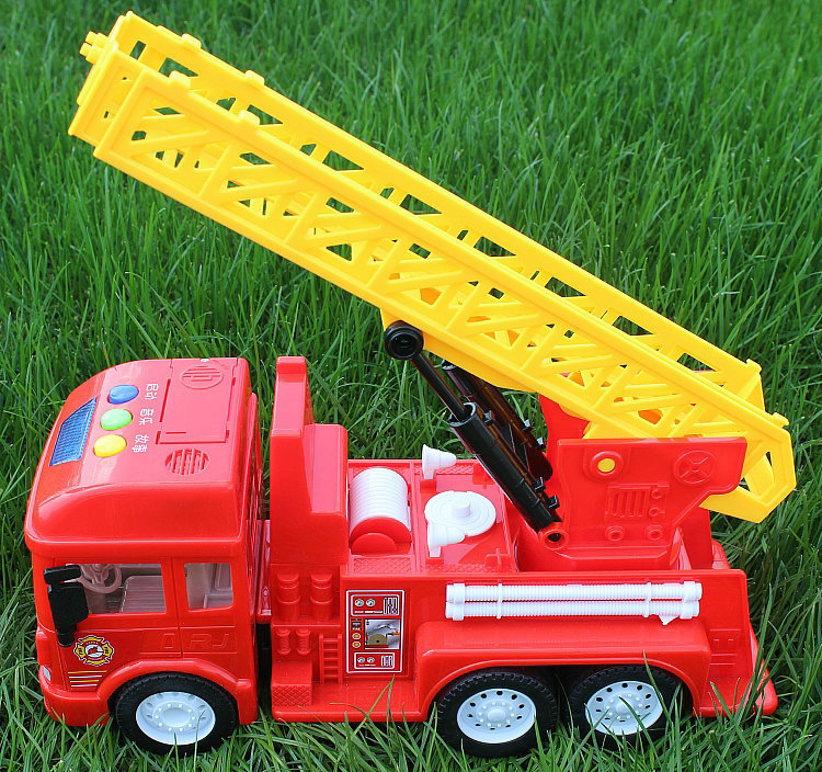 升级版超大号惯性消防车双层拖车带灯光音乐唐诗故事热卖儿童玩具