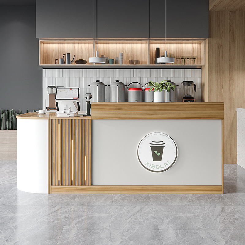 奶茶店收银台公司前台简约现代小吃店接待台餐厅水吧台甜品咖啡厅