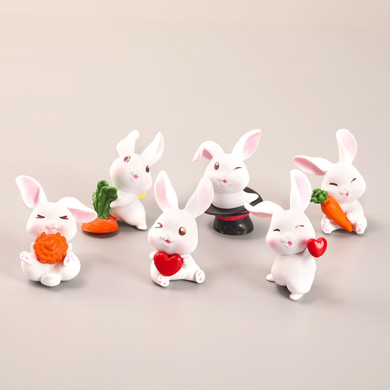 6款小白兔手办动漫周边卡通扭蛋兔子公仔玩具微景观摆件小礼品