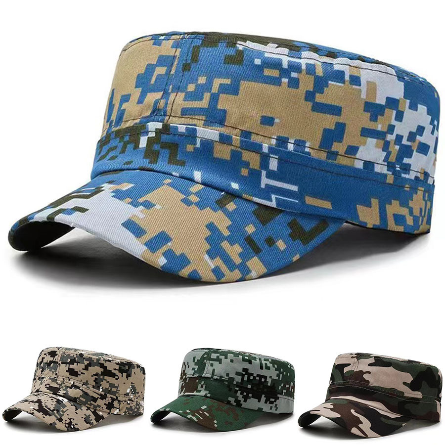 夏季帽子户外防晒帽平顶遮阳帽男士劳保迷彩太阳帽女学生训练春秋