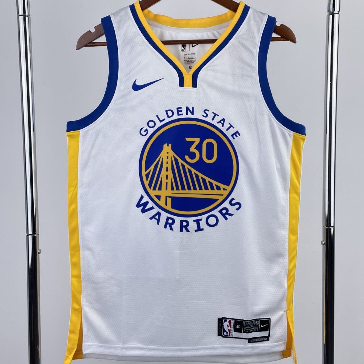 23赛季勇士队v领白色30号库里11号汤普森35号杜兰特nba球衣背心