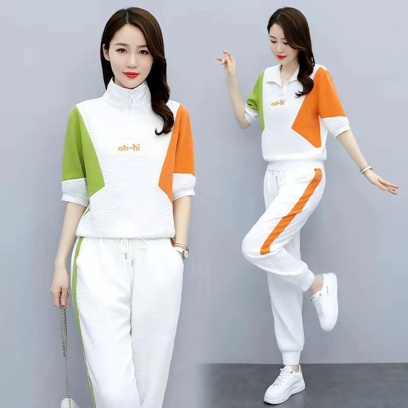 Fashion Suit Pants Women's Summer 2023 New Women's Clothing Slimming Youthful-Looking Western Style Leisure Two-Piece Set Ankle Banded Pants Suit