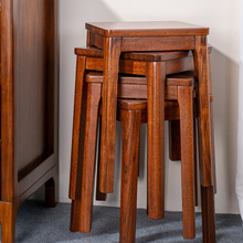 中式乌金木实木凳子家用可叠放餐桌凳矮凳小凳子板凳圆凳方凳木头