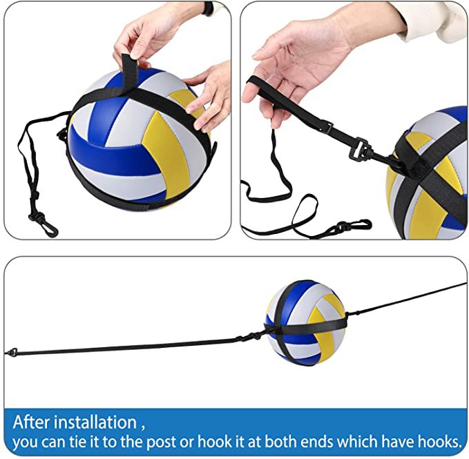 跨境排球扣球训练带 弹力绳传球训练器 跳跃摸高吊排球带绳子厂家