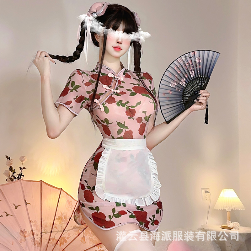 情趣内衣中华娘洛丽塔日系女仆围裙cos服新中式旗袍连衣裙情趣套