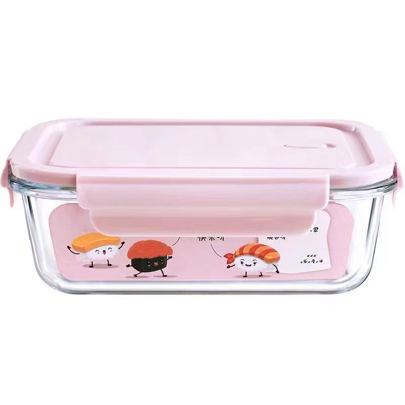 Ws Lunch Box Microwave Oven Heating Office Worker Clear with Cover Separated Glass Lunch Box Large Capacity Division Freshness Bowl