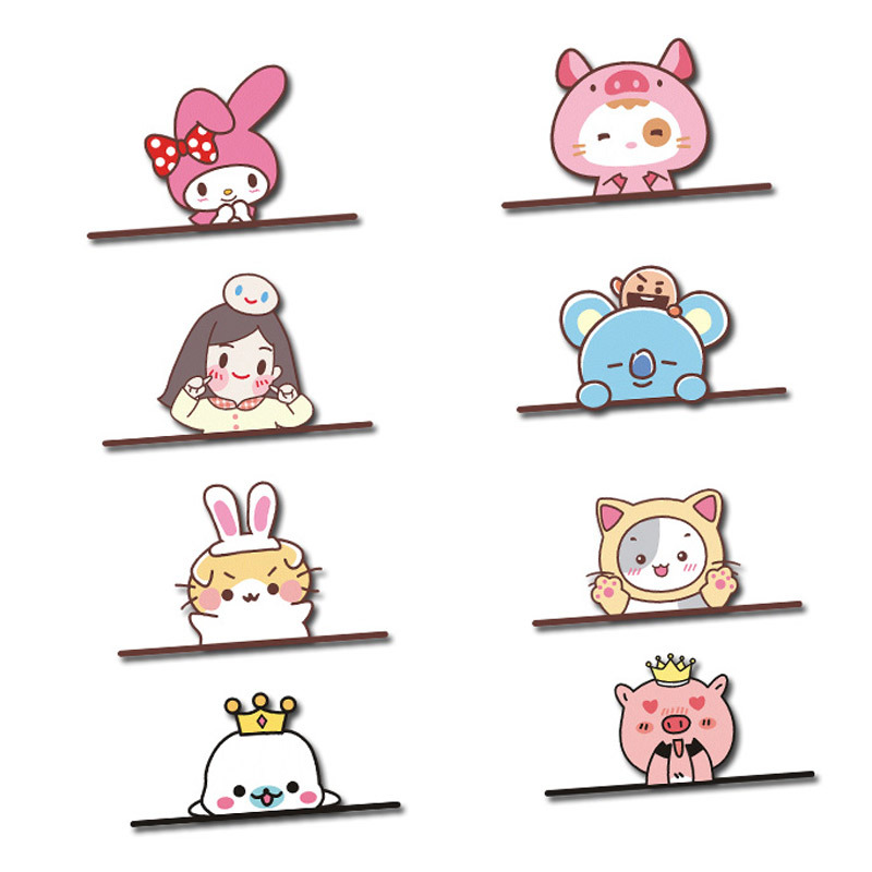 车贴美乐蒂卡通划痕遮挡贴车窗车尾车身贴创意网红汽车偷看贴纸