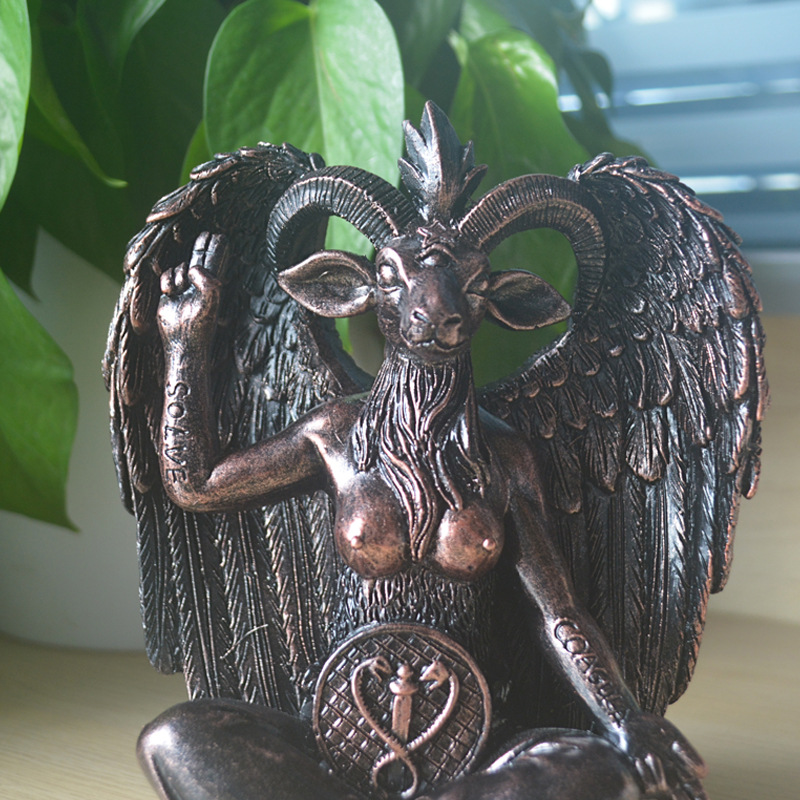 跨境新品安息日山羊头恶魔 巴佛灭巴风特撒旦baphomet雕塑摆件