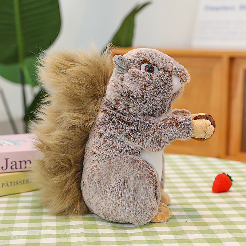 外贸精品仿真兔毛松鼠公仔橱窗摆件毛绒玩具松鼠玩偶儿童生日礼物