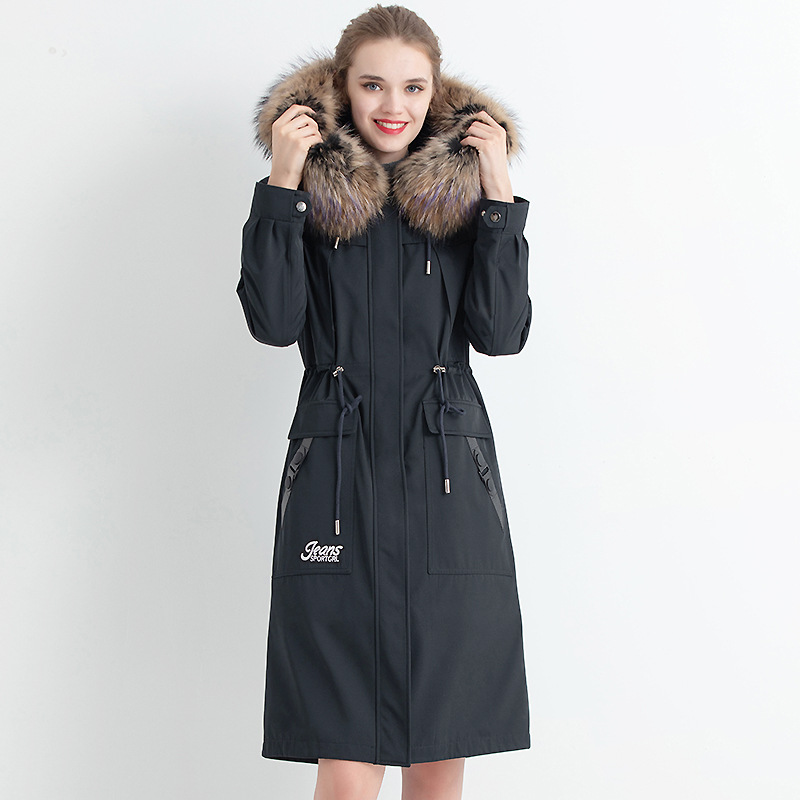 高个子皮草2024中长款派克服女大衣可脱卸獭兔大貉子毛领皮草外套