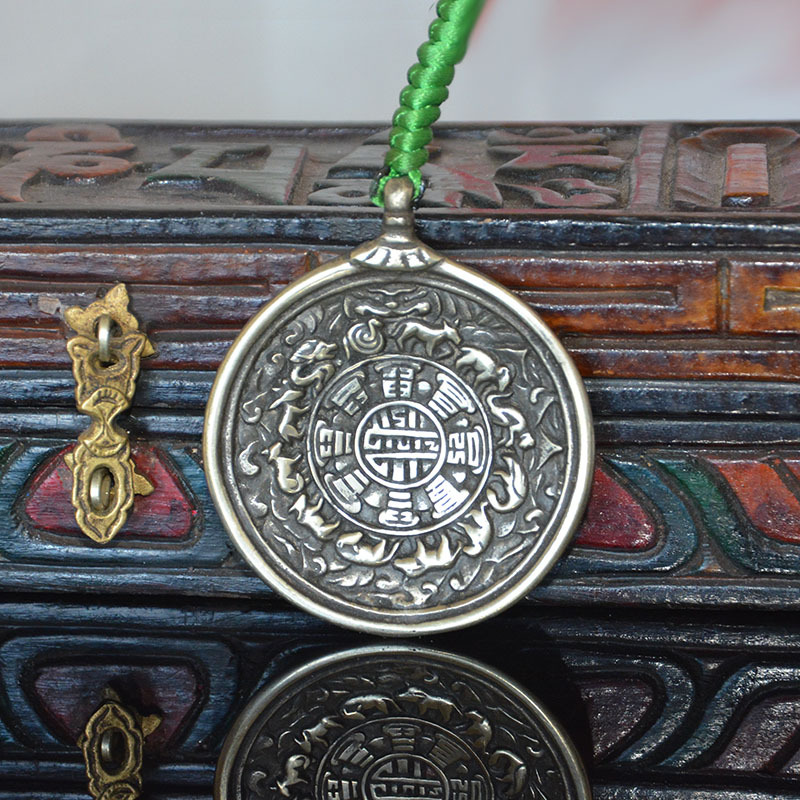 纯铜青铜极清晰十二生肖九宫八卦佛牌腰牌车挂件-阿里巴巴