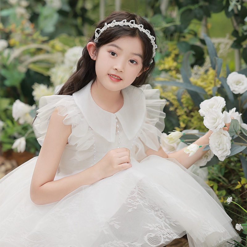 高端儿童礼服女孩花童婚纱公主裙超仙白纱裙小提琴考级钢琴演出服