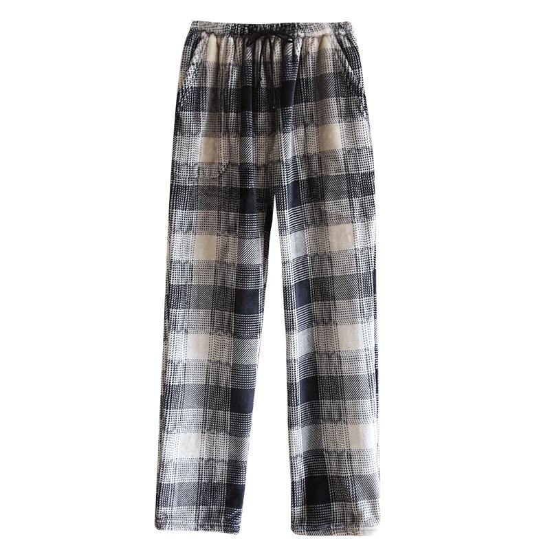 Pajamas Men's Trousers Autumn and Winter Flannel Men's Plaid, Brushed Thickened Warm Pants Flannel Men's Home Pants