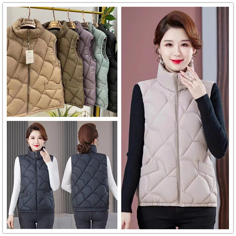 Middle-Aged Mom down Cotton Vest Coat Fashion 2023 Winter New Middle-Aged and Elderly Women's Short Loose Vest