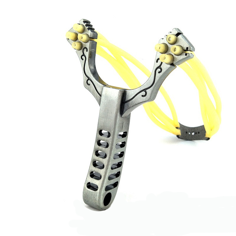 四卡八股军师合金弹弓户外射击打靶8股圆皮筋非不锈钢卡球弹工架