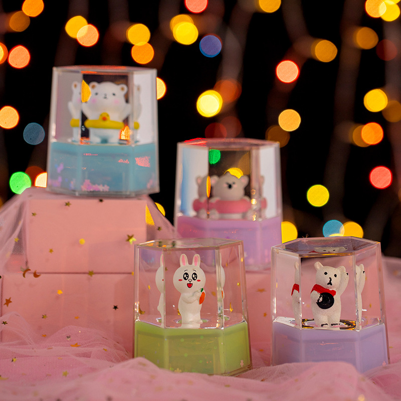 音乐发光油滴办公桌面入油摆件创意卡通沙漏学生工艺礼品家居装饰