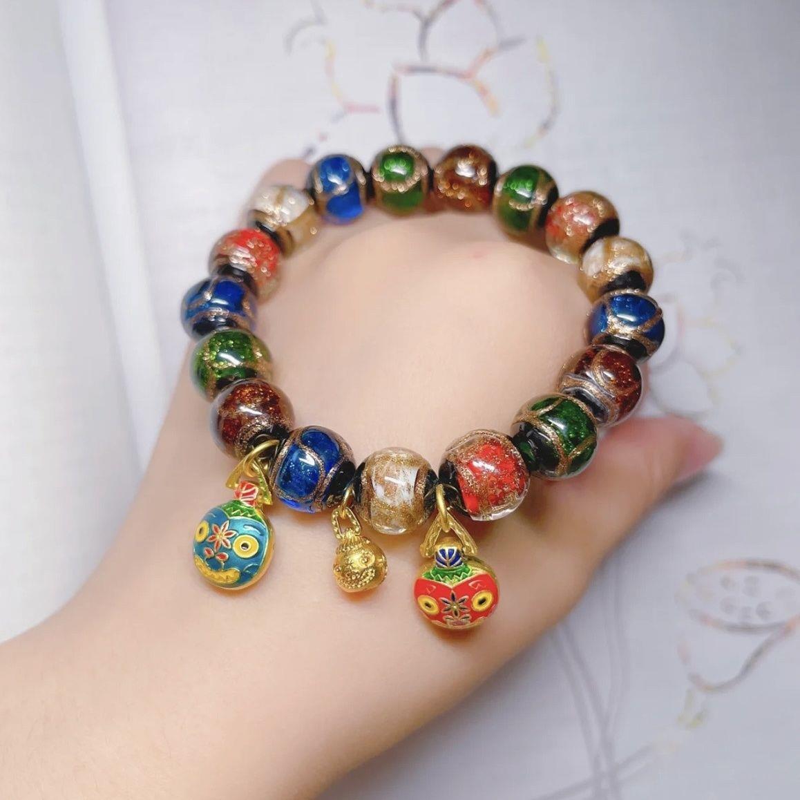 抖音小红书同款香灰多宝琉璃吞金兽手串网红男女国风手链手串批发