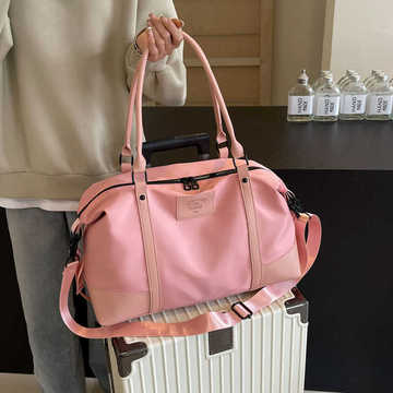 纯色手提旅行包出差旅游登机斜挎包休闲时尚百搭上课通勤单肩包