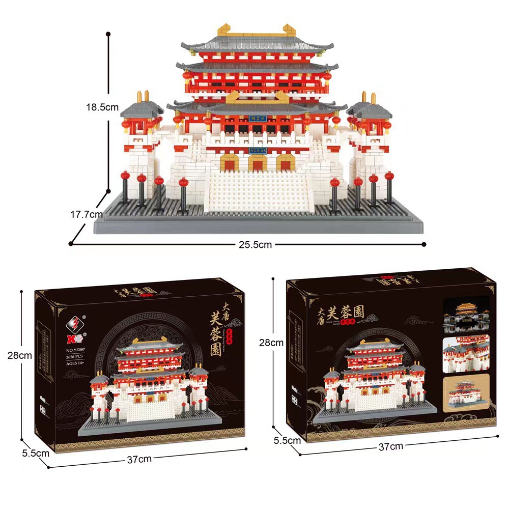 Weili Yz087 Furong Garden Tiny Particles Chinese Style Tang Dynasty Building Compatible with Lego Assembled Building Block Toys