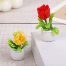 仿真玫瑰花迷你盆栽 创意DIY桌面装饰摆件植物花卉盆景微景观模型
