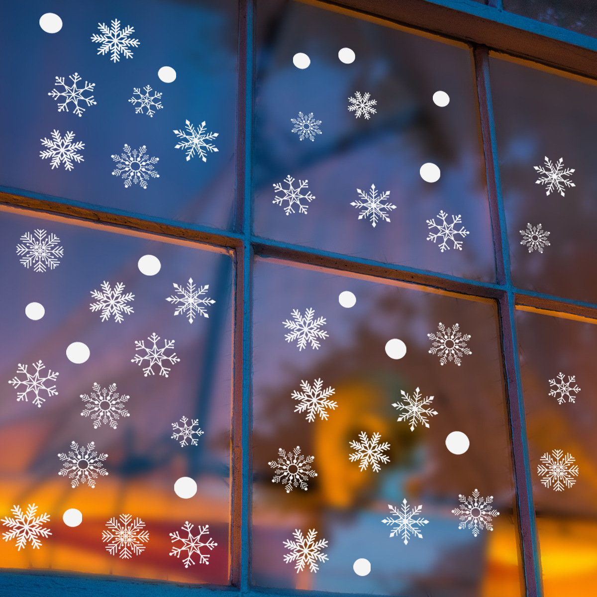 ct6005-zy圣诞节雪花静电玻璃贴墙面窗户装饰墙贴画双面可视贴纸