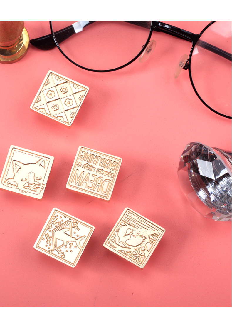 火漆印章配件单头方形印章图案文艺手账印章单头创意印戳