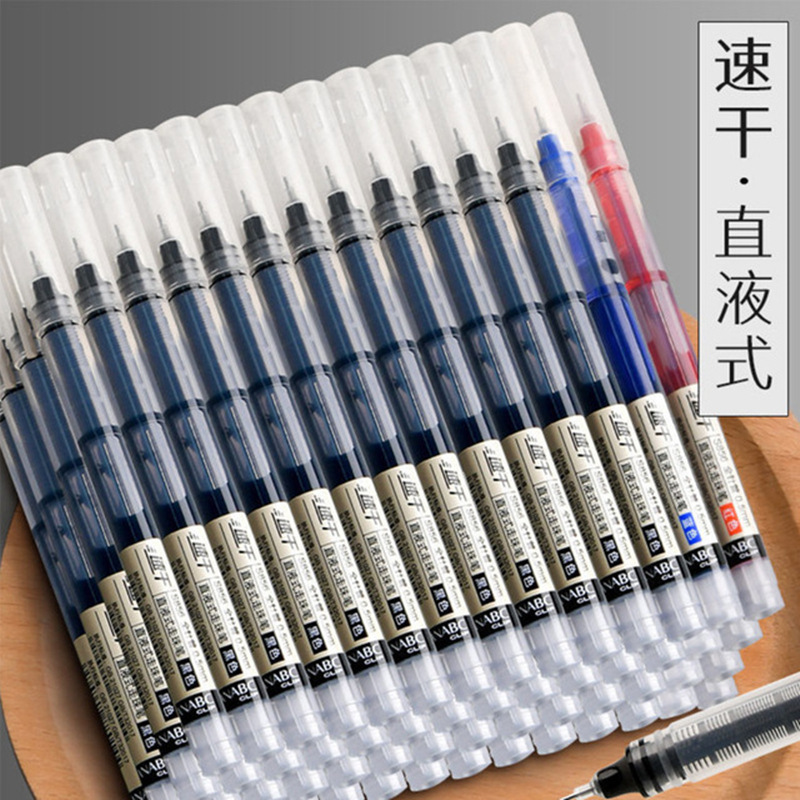 Straight Liquid Type Ballpoint Pen Creative Stationery Student Journal Gel Pen Large Capacity Quick-Drying 0.5mm Black Gel Ink Pen