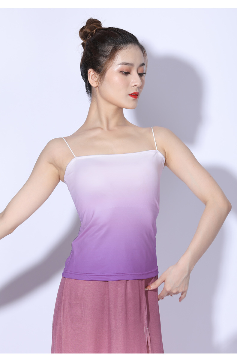 新款古典舞上衣练功服渐变色打底吊带露背性感内搭背心舞蹈基训服