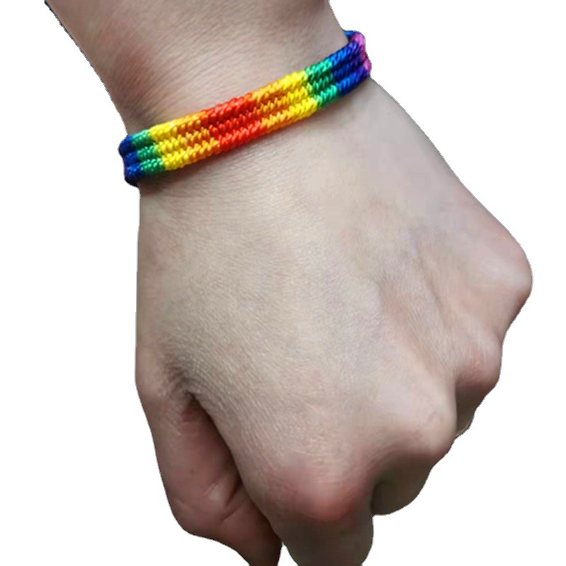 lgbt同志同性手链六色彩虹手工编织手绳les友谊手环男女情侣-阿里巴巴