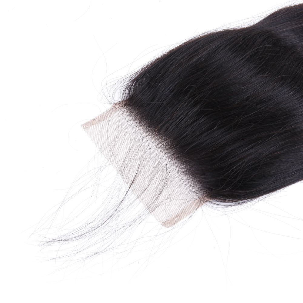 前蕾丝假发发块4*4自然色手钩小扣lace closure真人倒顺发假发块