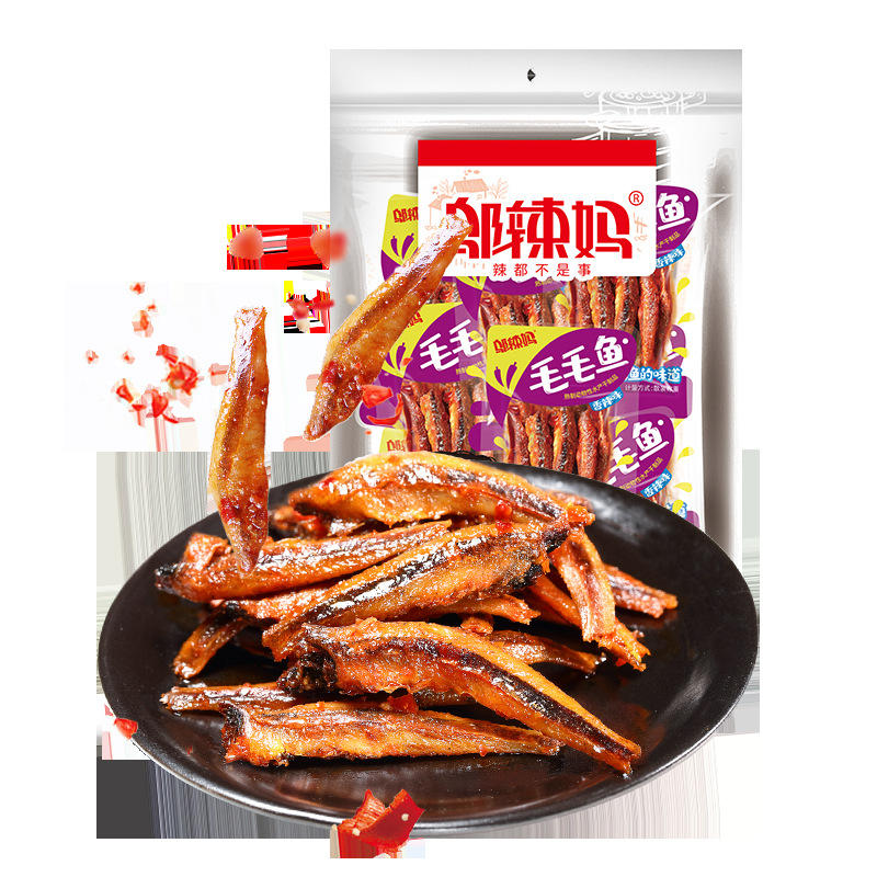 邬辣妈毛毛鱼14g*14包即食小鱼仔湖南特产毛毛鱼零食小吃辣条零食