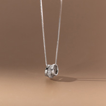 爱洛奇 s925纯银镶钻三圆轮项链ins风小众设计感气质颈饰品Y00641