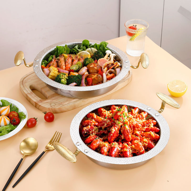 三层钢商用干锅羊蝎子冒菜清汤专用锅电磁炉燃气炉商用火锅锅家用