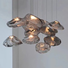 新款北欧简约玻璃艺术云朵吊灯创意餐厅吧台样板间别墅组合楼梯灯