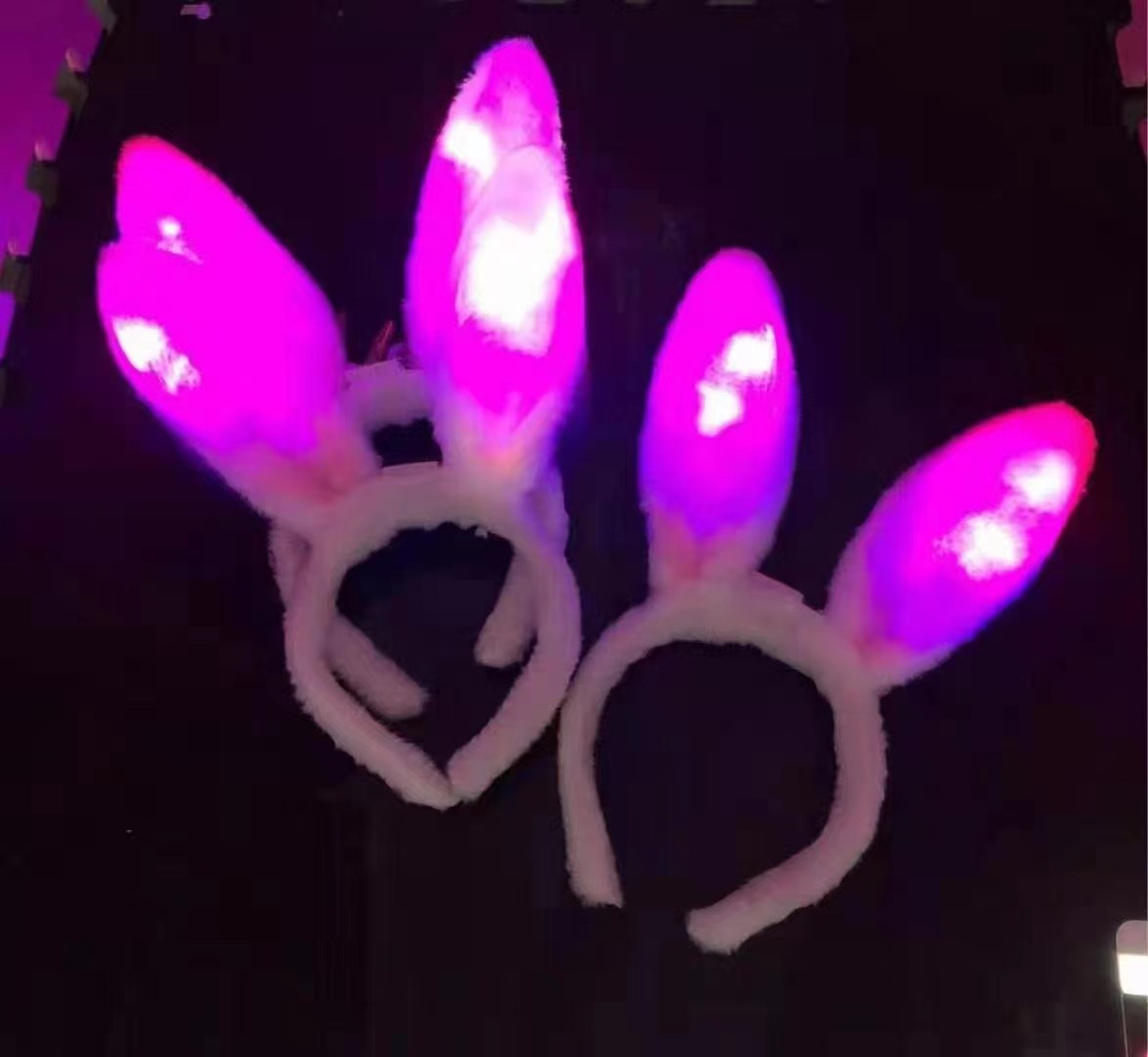Korean Hair Hoop Stellalou Rabbit Ears Bow Headband Cute Bunny Girl Heart Plush Luminous Headband