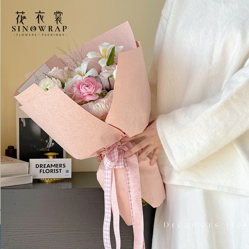 Flower Dress Double-Sided Rosa Art Paper Flowers Wrapping Paper Solid Color Embossed Bag Stained Paper Flower Shop Materials