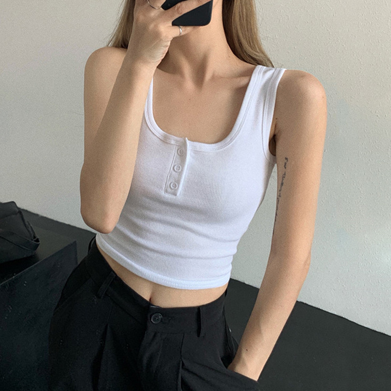 白色吊带工字背心女西装内搭无袖打底衫性感裹胸外穿短款露脐上衣