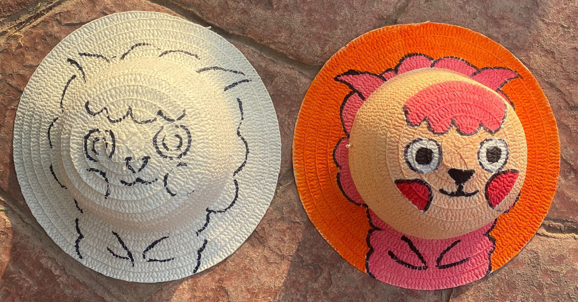 大童成人绘画草帽儿童地摊35cm涂鸦草帽diy地摊货源手工制作材料