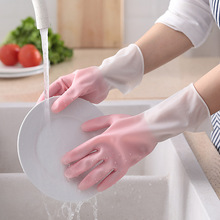新款四季洗碗手套女加厚款防水耐用家务厨房洗菜洗衣服橡胶乳胶韩